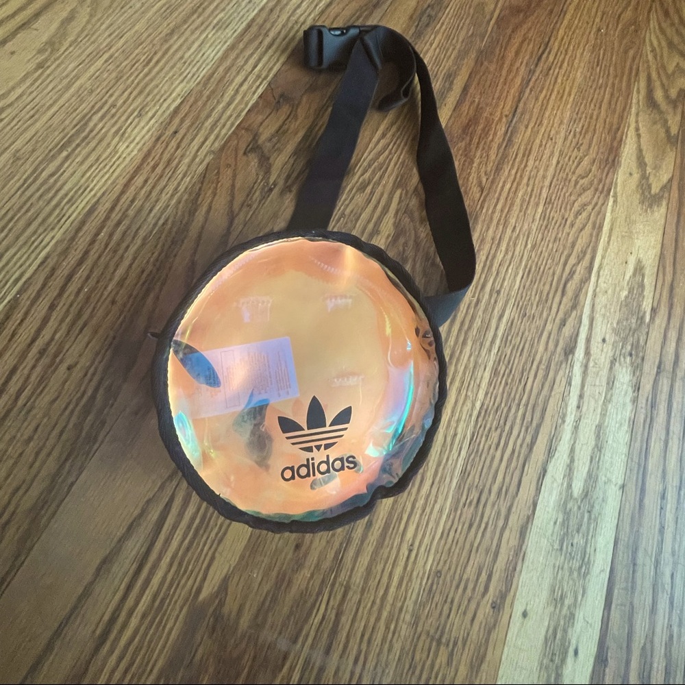 Adidas Round Fanny Pack with rainbow reflection